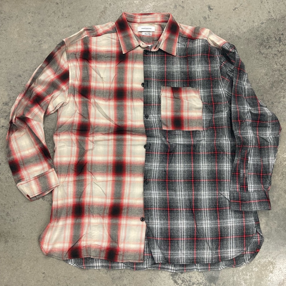 Urban Outfitters Mismatch Plaid Shirt - Black & Red, size Large (SOLD)